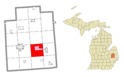 Location within Lapeer County (red) and the administered CDP of Attica (pink)