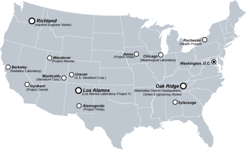 Manhattan Project US Map