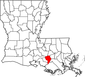 Map of Louisiana highlighting Assumption Parish