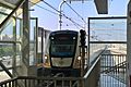 A train of Zhengzhou Metro Chengjiao line approaching Mengzhuang station