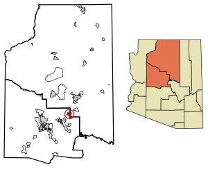 Location of Sedona in Coconino County and Yavapai County, Arizona