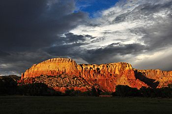 Ghost Ranch redrock cliffs, clouds