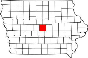 Map of Iowa highlighting Story County