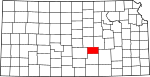 State map highlighting Harvey County