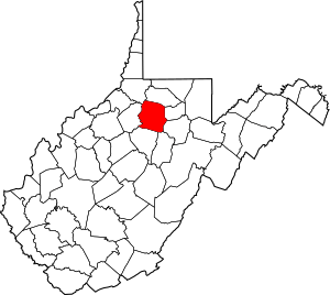 Map of West Virginia highlighting Harrison County