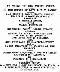 Sale of Kirribilli House 1919