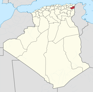 Map of Algeria highlighting Souk Ahras