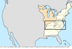 Map of the change to the United States in central North America in June 1785