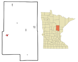 Location of the city of Aitkinwithin Aitkin County, Minnesota