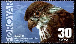 Faroe stamp 427 merlin