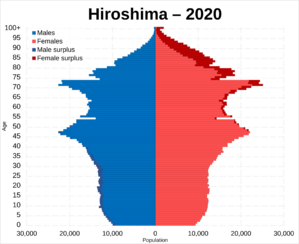 Hiroshima population pyramid in 2020