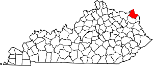 Map of Kentucky highlighting Greenup County