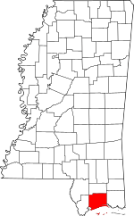 Map of Mississippi highlighting Harrison County