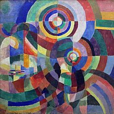 Sonia Delaunay, 1914, Prismes électriques, oil on canvas, 250 x 250 cm, Musée National d'Art Moderne