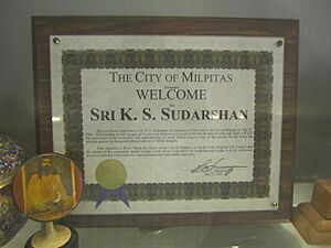 Welcome from City of Milpitas California, USA to K Sudarshan राष्ट्रीय स्वयंसेवक संघ