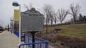 B&S historical marker, Timonium station, February 2013