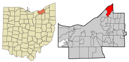 Location in Cuyahoga County and the state of Ohio