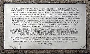 Edgecumbe Earthquake Memorial Stone