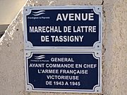 Frontignan plaque de Lattre