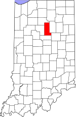 Map of Indiana highlighting Miami County