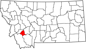 Map of Montana highlighting Silver Bow County