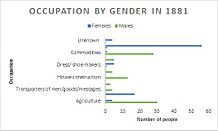 Occupation by gender in 1881