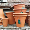 Red terracotta flowerpots