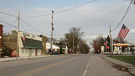 Looking east along E. Rosebush Road