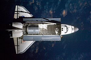 STS135 nadir view of Atlantis prior to docking