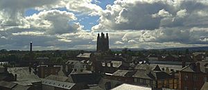 Skyline of Wrexham town centre