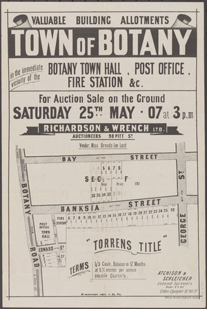 Botany real estate map, 1907