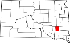 Map of South Dakota highlighting Hanson County