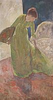 Mary Cassatt - Woman Standing, Holding a Fan, 1878–79