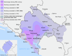 Montenegro territory expanded (1830-1944)