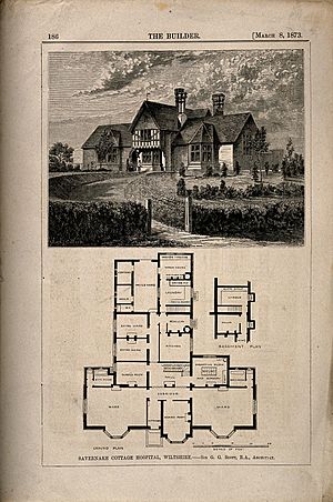 Savernake Cottage Hospital, Marlborough, Wiltshire; facade a Wellcome V0014470