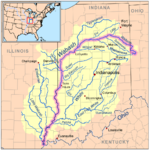 Map of the Wabash River catchment with the Wabash River highlighted.