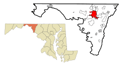 Location in Maryland and in Washington County