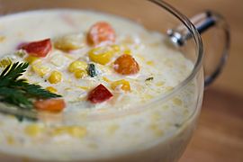 Corn chowder close-up