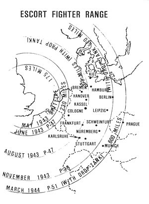 Escort fighter ranges WW2