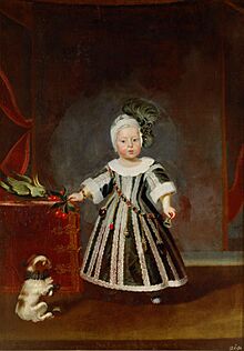 Frans Luycx - Archduke Karl Joseph with puppies and cockatoo at the age of about one and a half years
