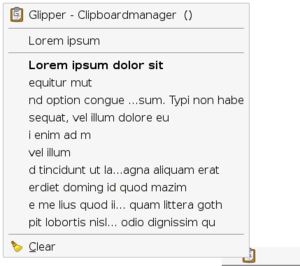 Glipper menu