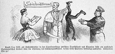 Karikatur Karolinenfrage Kladderadatsch 27Dez1885