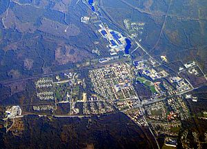 September 2008 aerial view of Laxå.