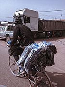 Man riding with his commodities