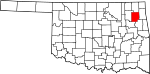 State map highlighting Mayes County