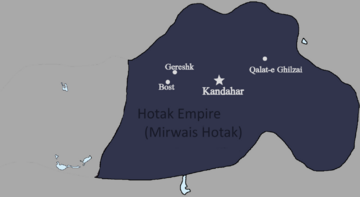 Map of the Hotak Empire 1715, Mirwais Hotak