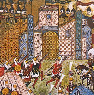 OttomanJanissariesAndDefendingKnightsOfStJohnSiegeOfRhodes1522