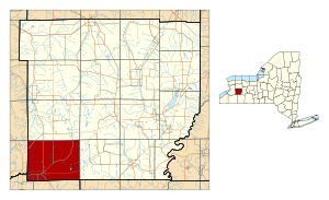 Location in Wyoming County and the state of New York.