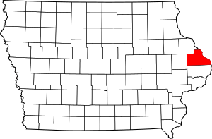 Map of Iowa highlighting Jackson County