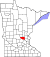 State map highlighting Sherburne County